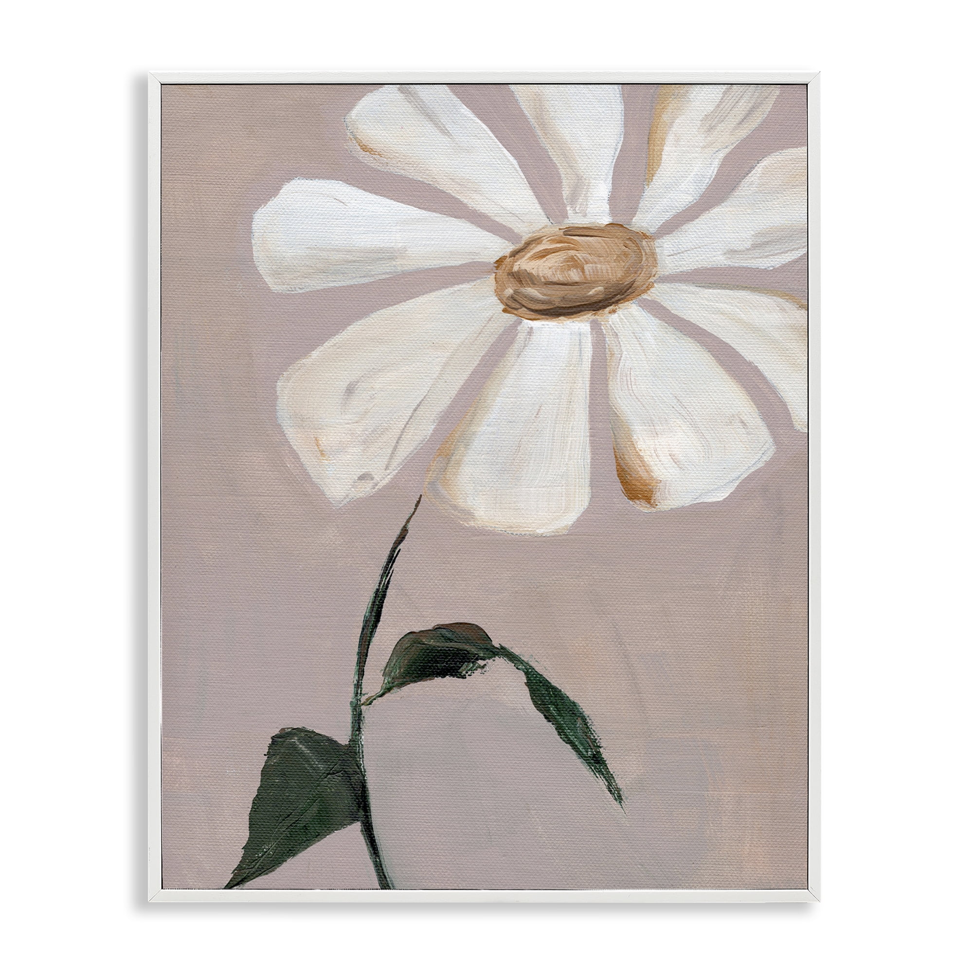 Stupell Industries Single Daisy Sprig Plants & Flowers Painting White Framed Art Print Wall Art, 16 x 20