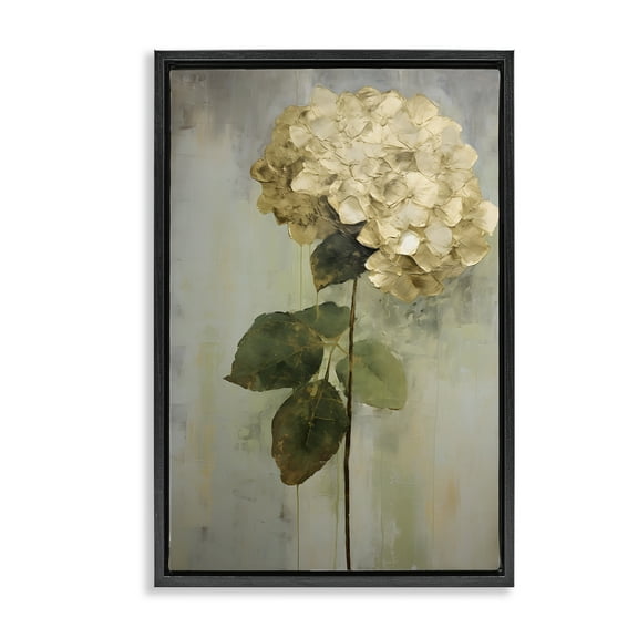 Stupell Industries Single Distressed Hydrangea Botanical & Floral Painting Black Floater Framed Art Print Wall Art, 17 x 25