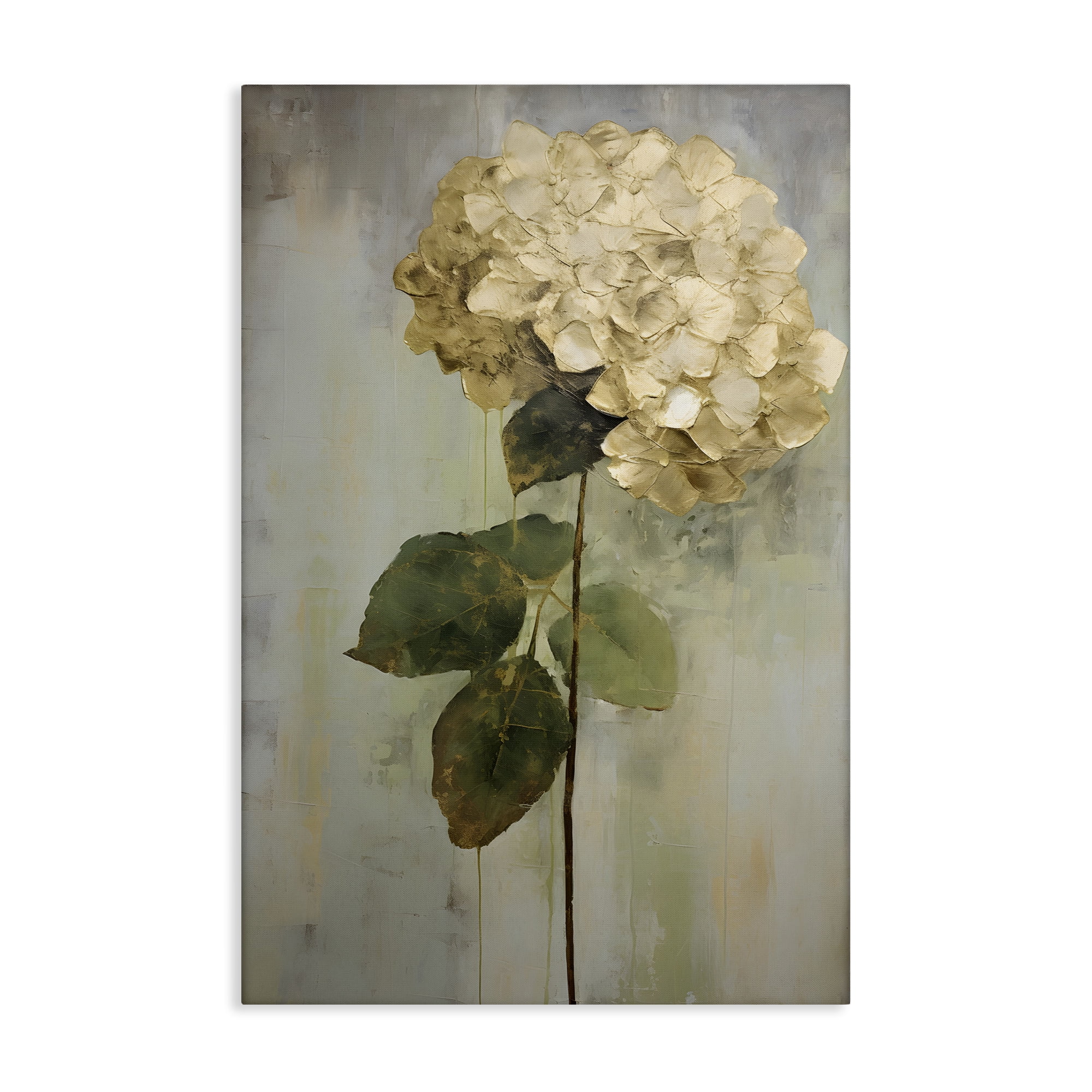 Stupell Industries Single Distressed Hydrangea Botanical & Floral Painting Gallery Wrapped Canvas Art Print Wall Art, 24 x 36