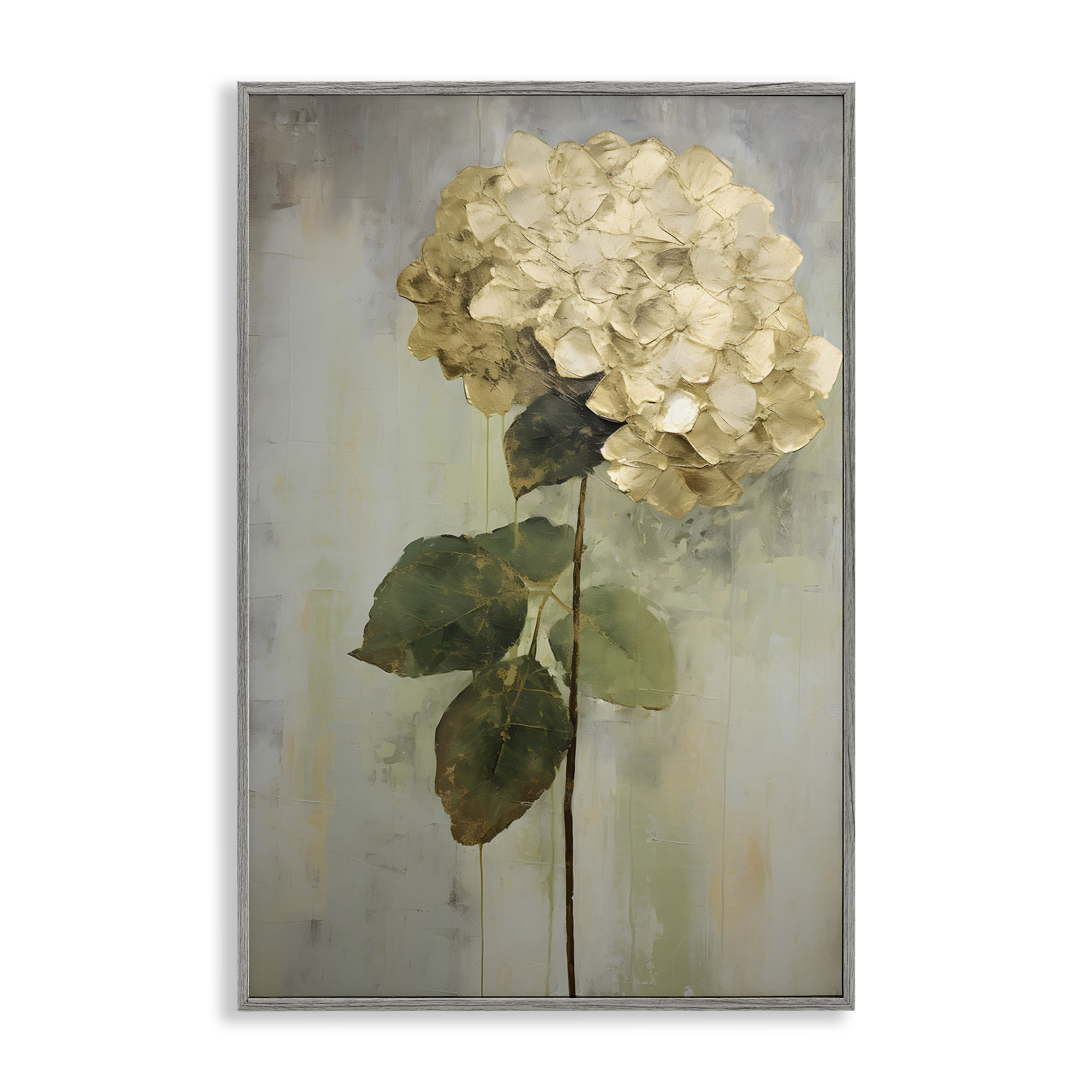 Stupell Industries Single Distressed Hydrangea Botanical & Floral Painting Gray Framed Art Print Wall Art, 20 x 30