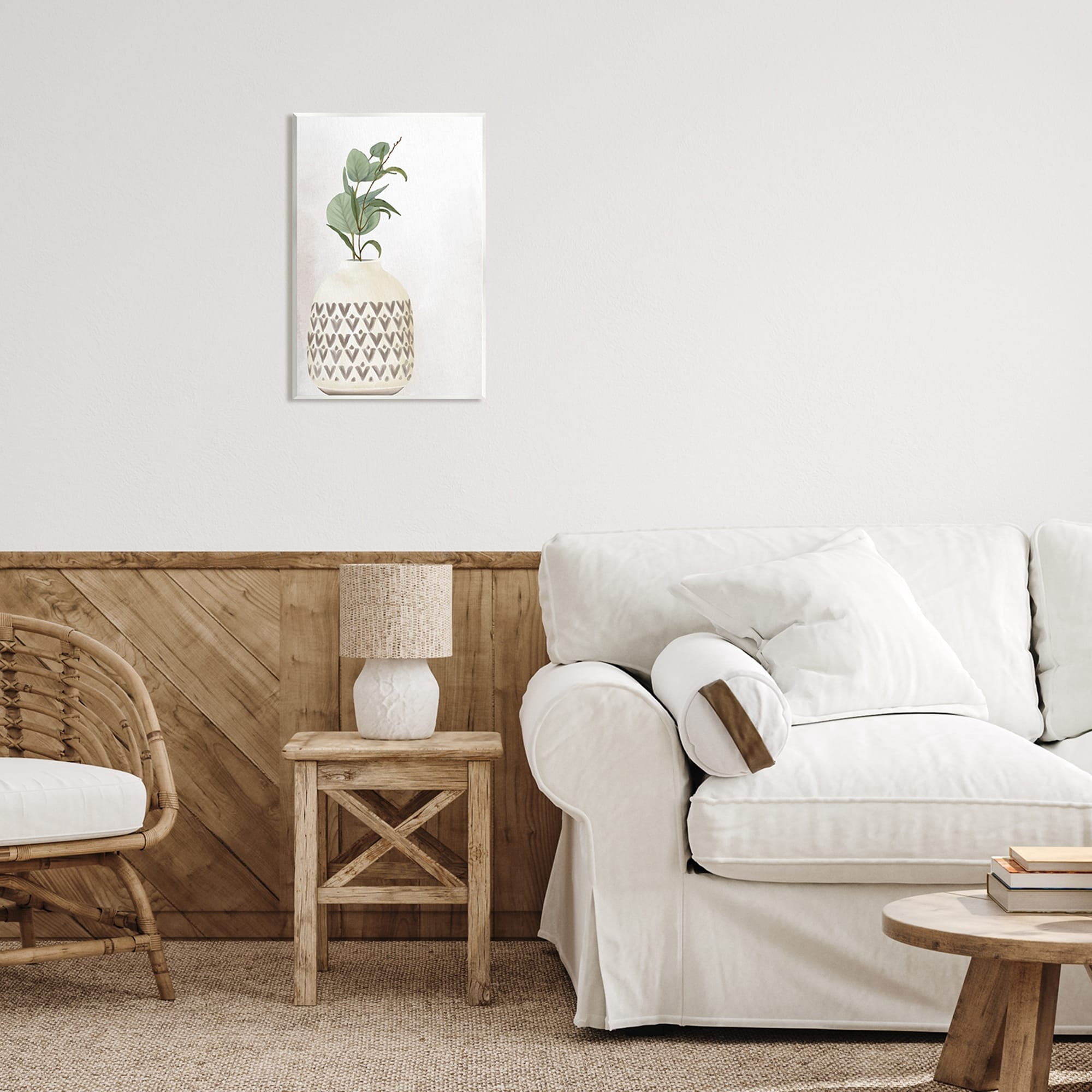 Stupell Industries Single Eucalyptus Herb Sprig Patterned Plant Vase Painting Unframed Art Print Wall Art, Design by Kim Allen
