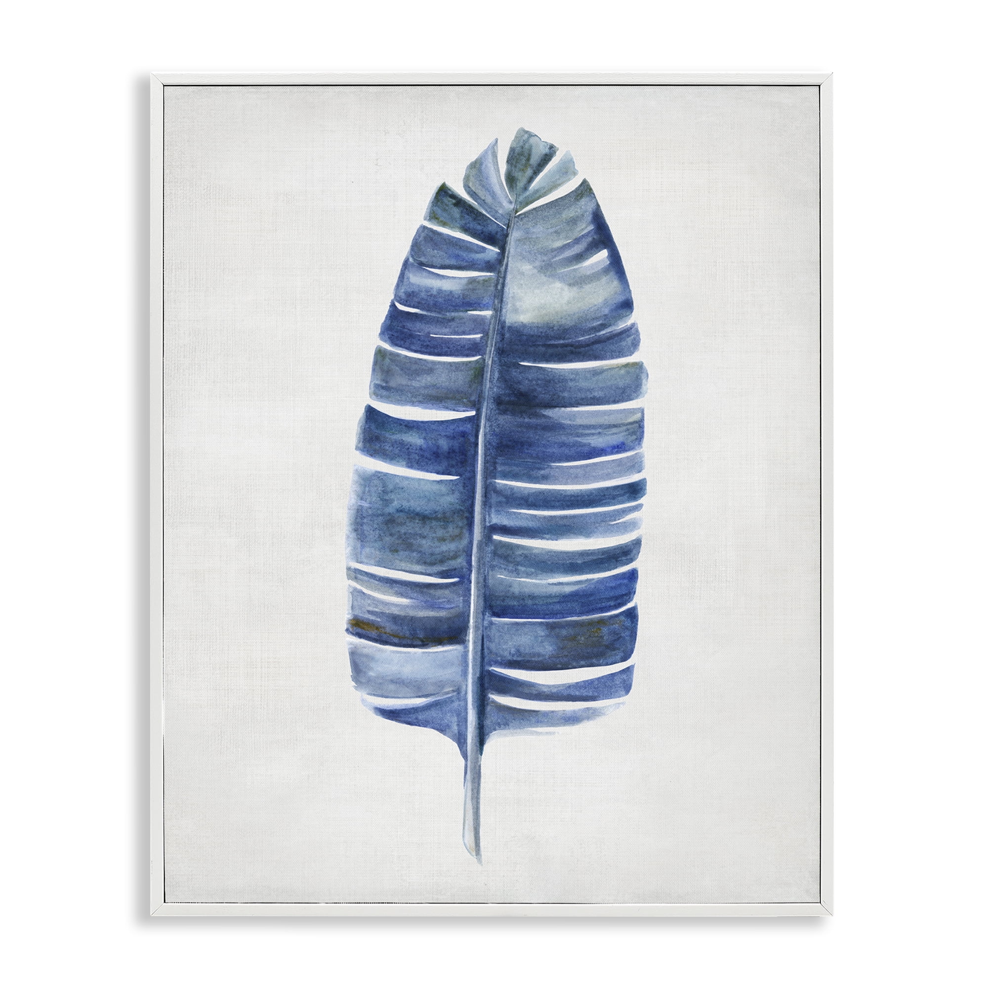 Stupell Industries Single Fan Plant Sprig Plants & Flowers Painting White Framed Art Print Wall Art, 16 x 20