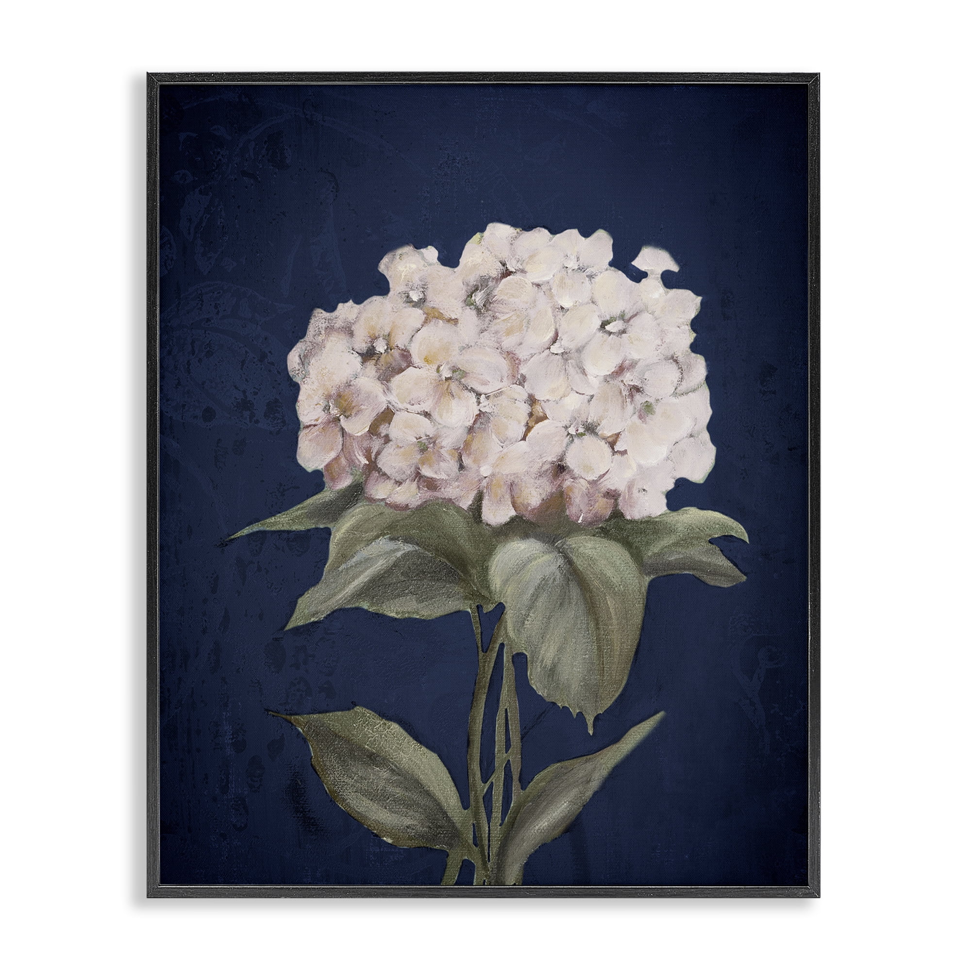Stupell Industries Single Hydrangea Bloom Botanical & Floral Painting Black Framed Art Print Wall Art, 16 x 20
