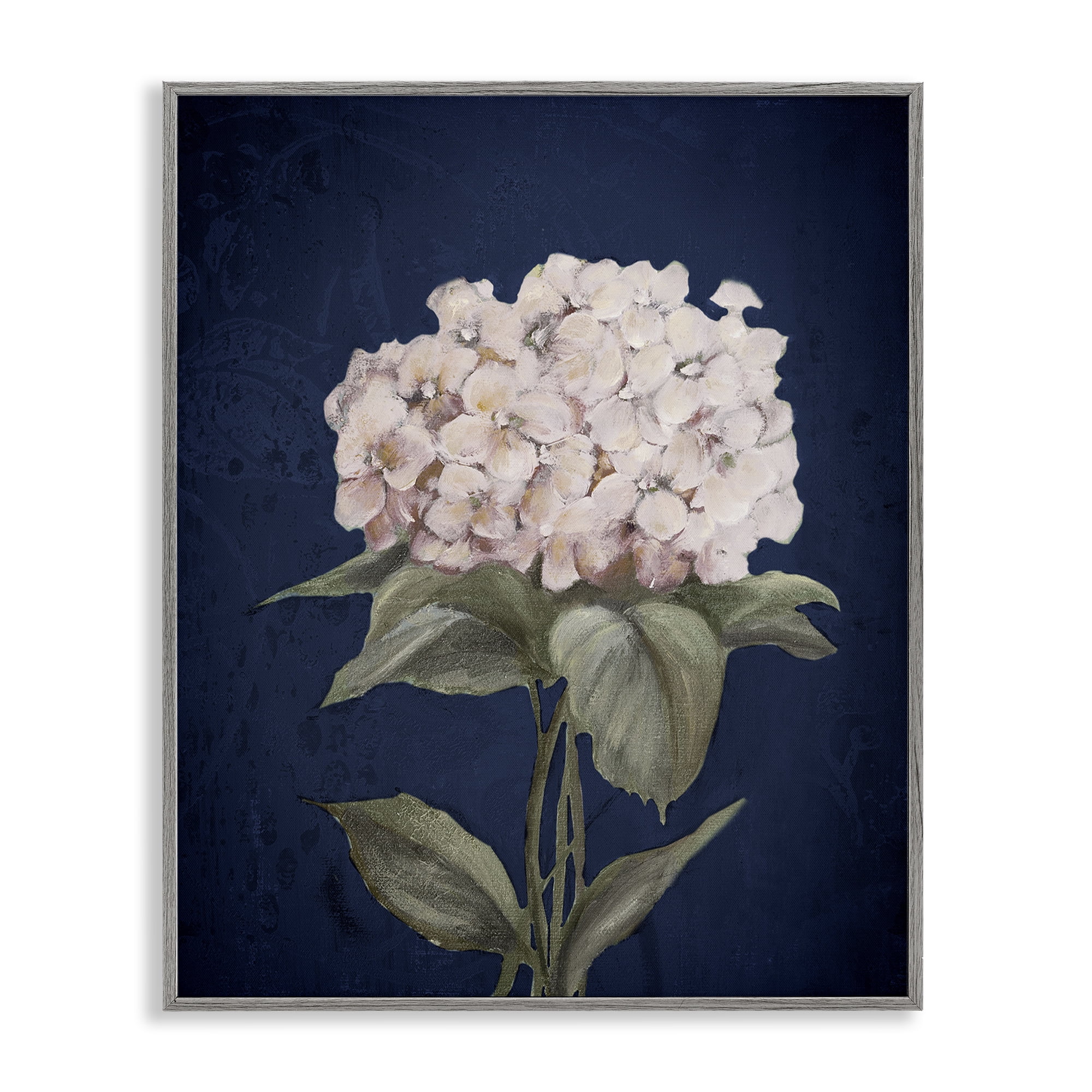 Stupell Industries Single Hydrangea Bloom Botanical & Floral Painting Gray Framed Art Print Wall Art, 11 x 14