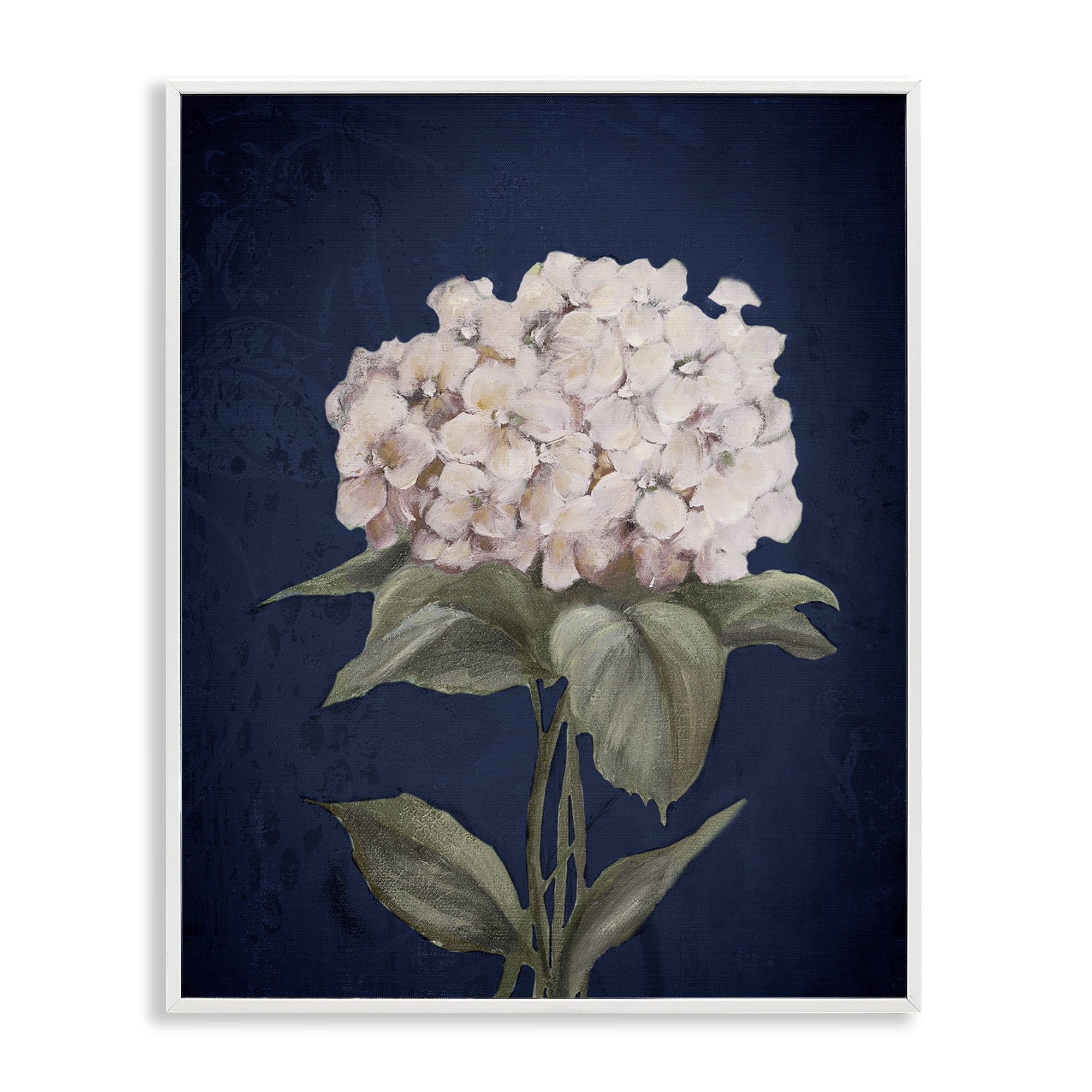 Stupell Industries Single Hydrangea Bloom Botanical & Floral Painting White Framed Art Print Wall Art, 16 x 20