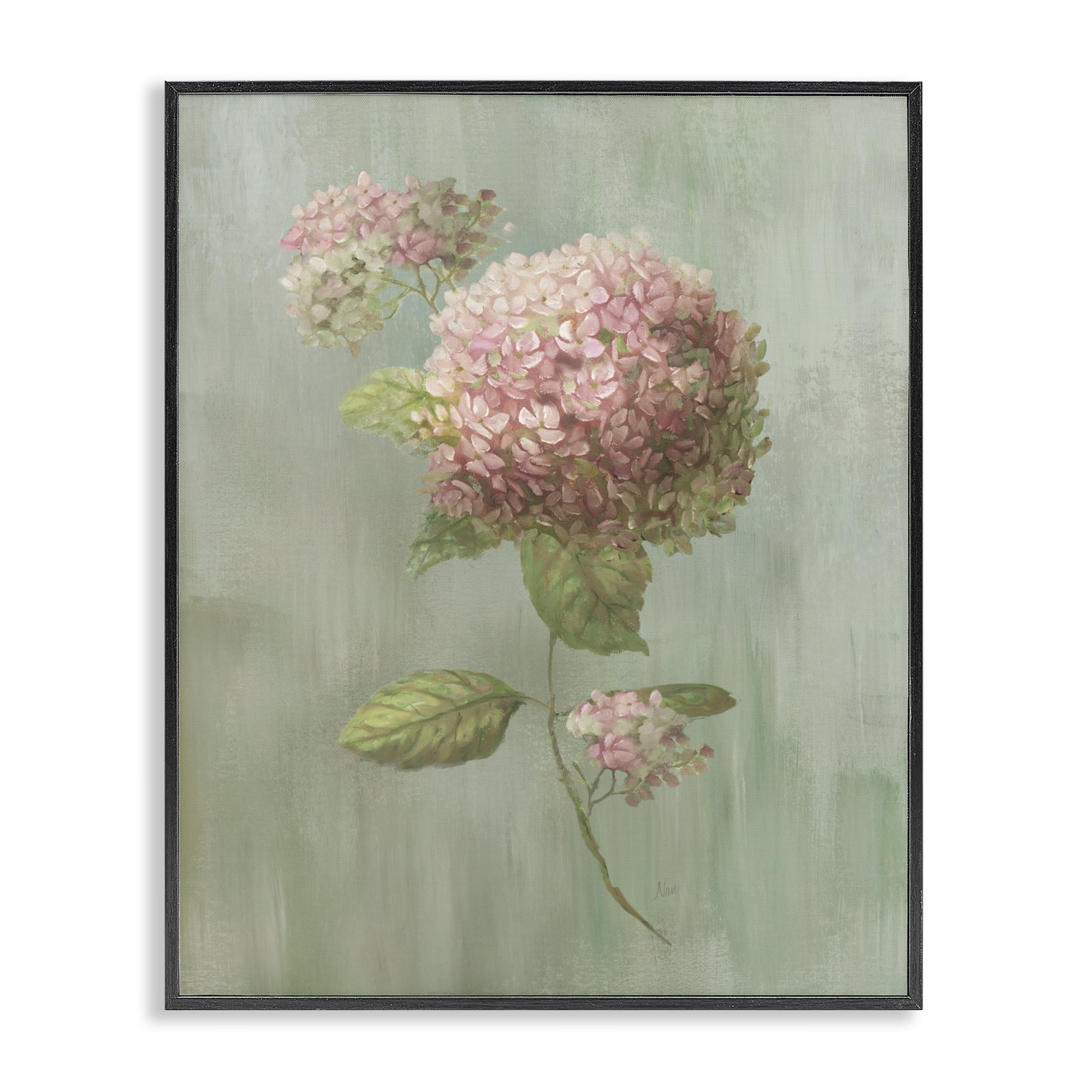 Stupell Industries Single Hydrangea Bushel Black Framed Giclee Art, design by Nan