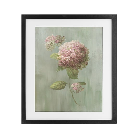 Stupell Industries Shabby Chic Single Hydrangea Bushel Black Framed Print Under Glass, 17 x 21, by Nan