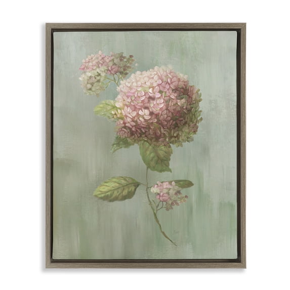 Stupell Industries Shabby Chic Single Hydrangea Bushel Brown Floating Frame Canvas Art, 25 x 31, by Nan