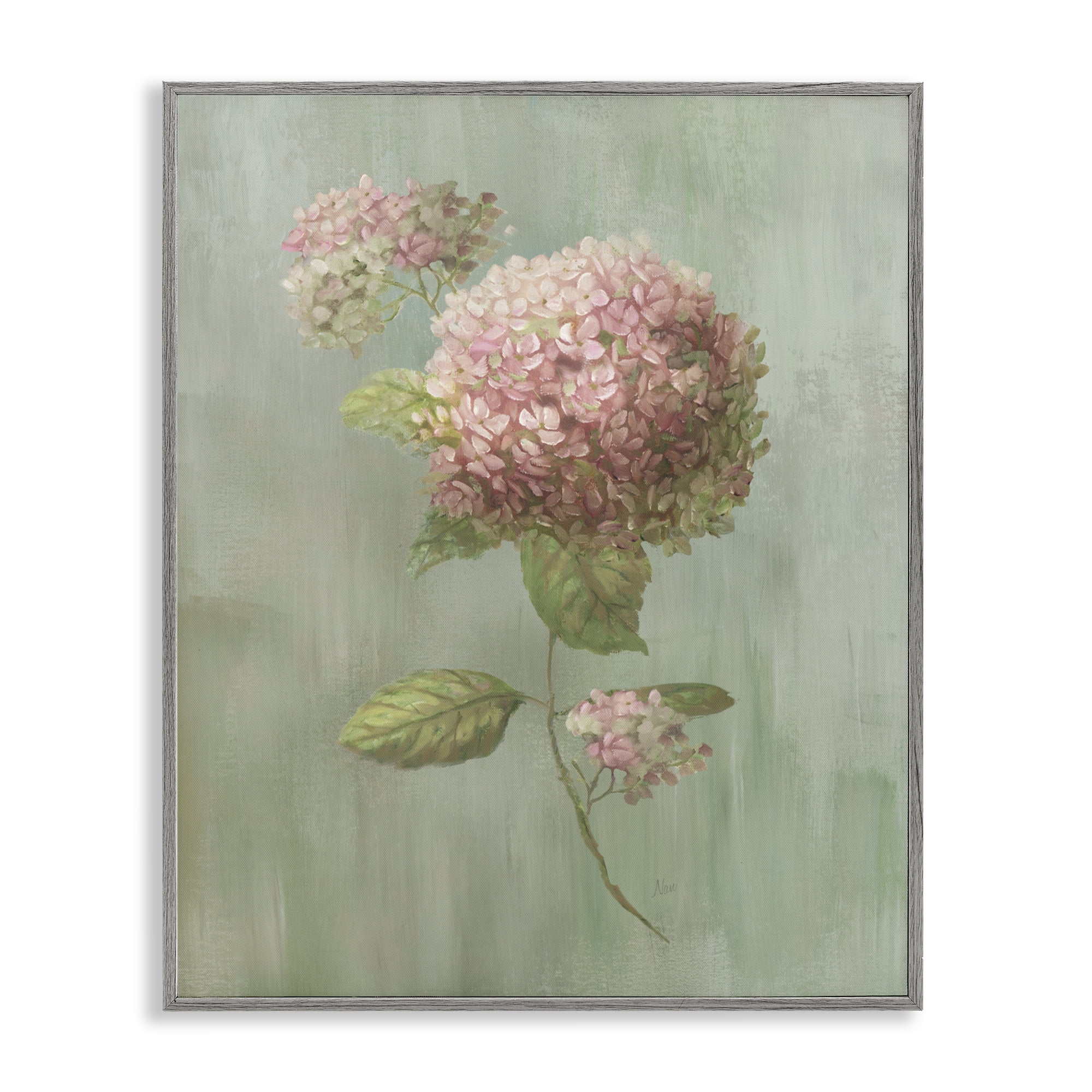 Stupell Industries Single Hydrangea Bushel Gray Framed Giclee Art, design by Nan
