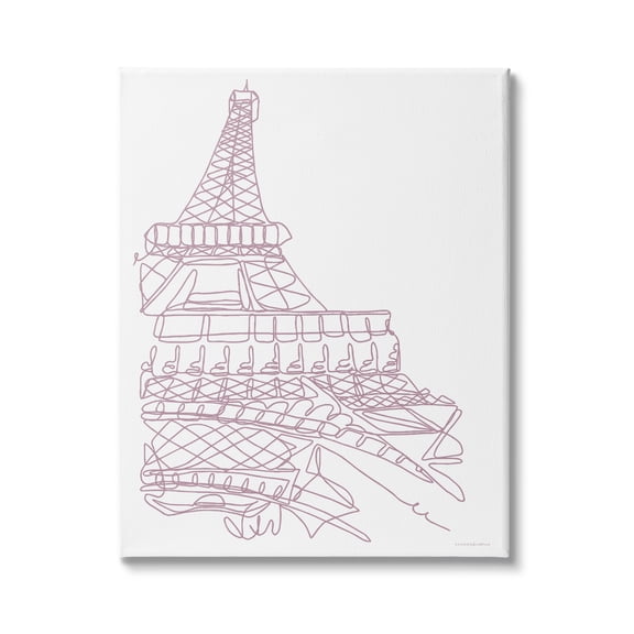 Stupell Industries Single Line Eiffel Tower Illustration Modern Minimal Architecture Graphic Art Gallery-Wrapped Canvas Print Wall Art, 16x20, by Kamdon Kreations