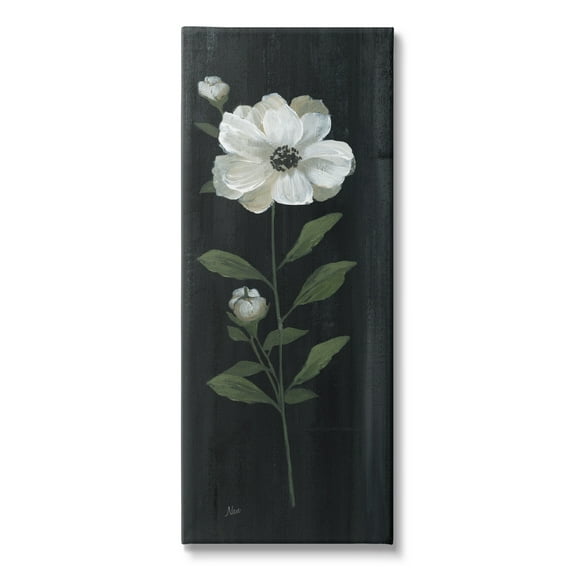 Stupell Industries Single White Flower Sprig Stark Rustic Background Painting Gallery Wrapped Canvas Print Wall Art, Design by Nan