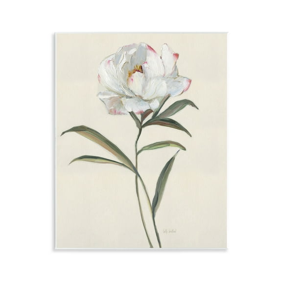 Stupell Industries Single White Rose Floral Painting Unframed Art Print Wall Art, 11 x 14