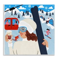 Stupell Industries Sipping Cocoa on Ski Lift Sports & Sports Teams Painting Unframed Art Print Wall Art, 12 x 12