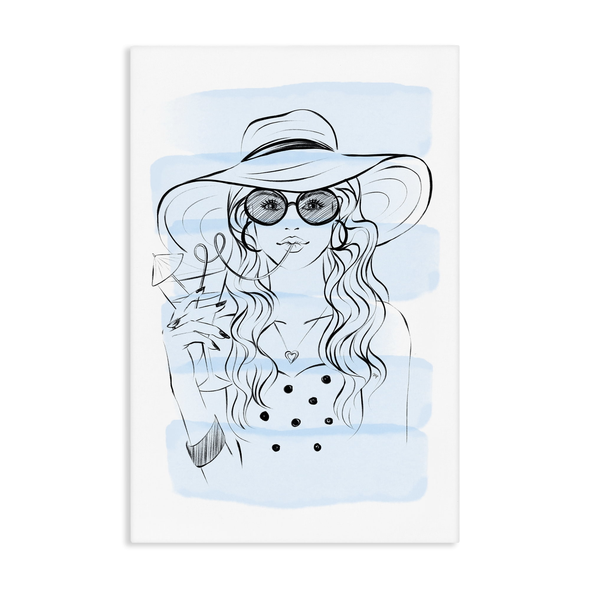 Stupell Industries Sipping Drink Girl in Sun Hat Canvas Wall Art, design by Martina Pavlova