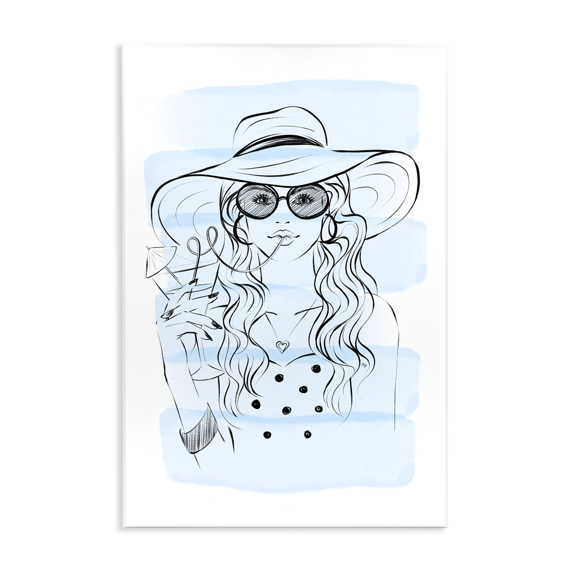 Stupell Industries Sipping Drink Girl in Sun Hat Wall Plaque Art, design by Martina Pavlova