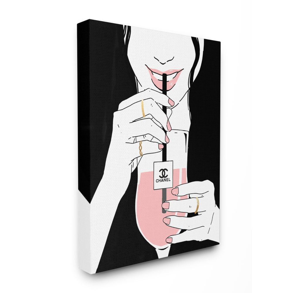 Stupell Industries Sipping on Style Girl Glam Fashion Brand Beverage Canvas Wall Art Design by Ziwei Li