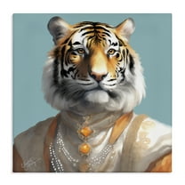 Stupell Industries Sir Prince Tiger Animals Painting Wrapped Canvas Art Print Wall Art, 17 x 17