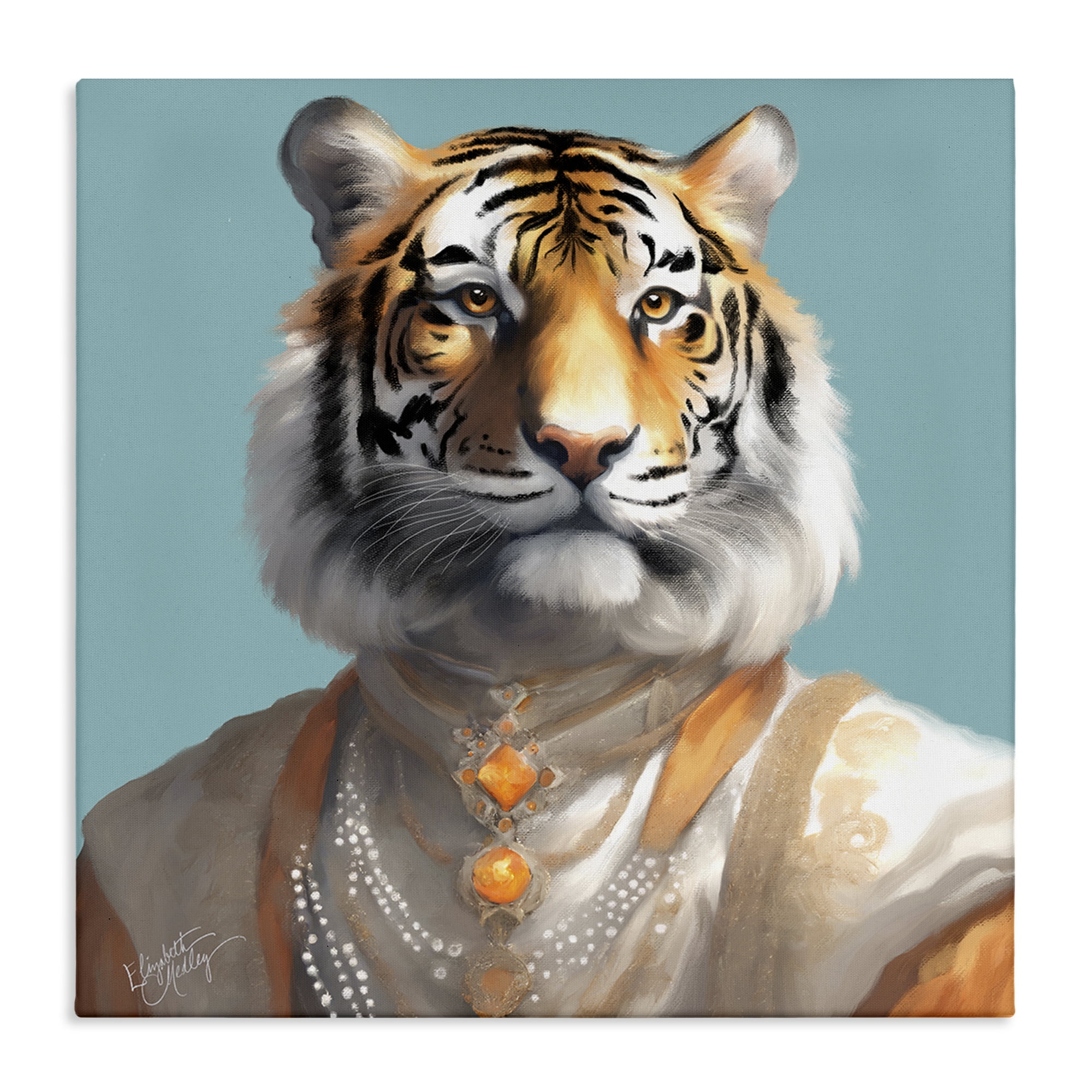Stupell Industries Sir Prince Tiger Animals Painting Wrapped Canvas Art Print Wall Art, 24 x 24