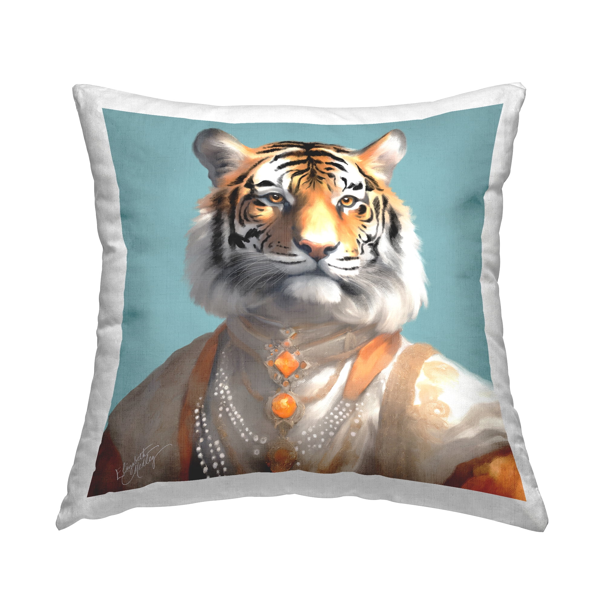 Stupell Industries Sir Prince Tiger Decorative Printed Throw Pillow Design by Elizabeth Medley.