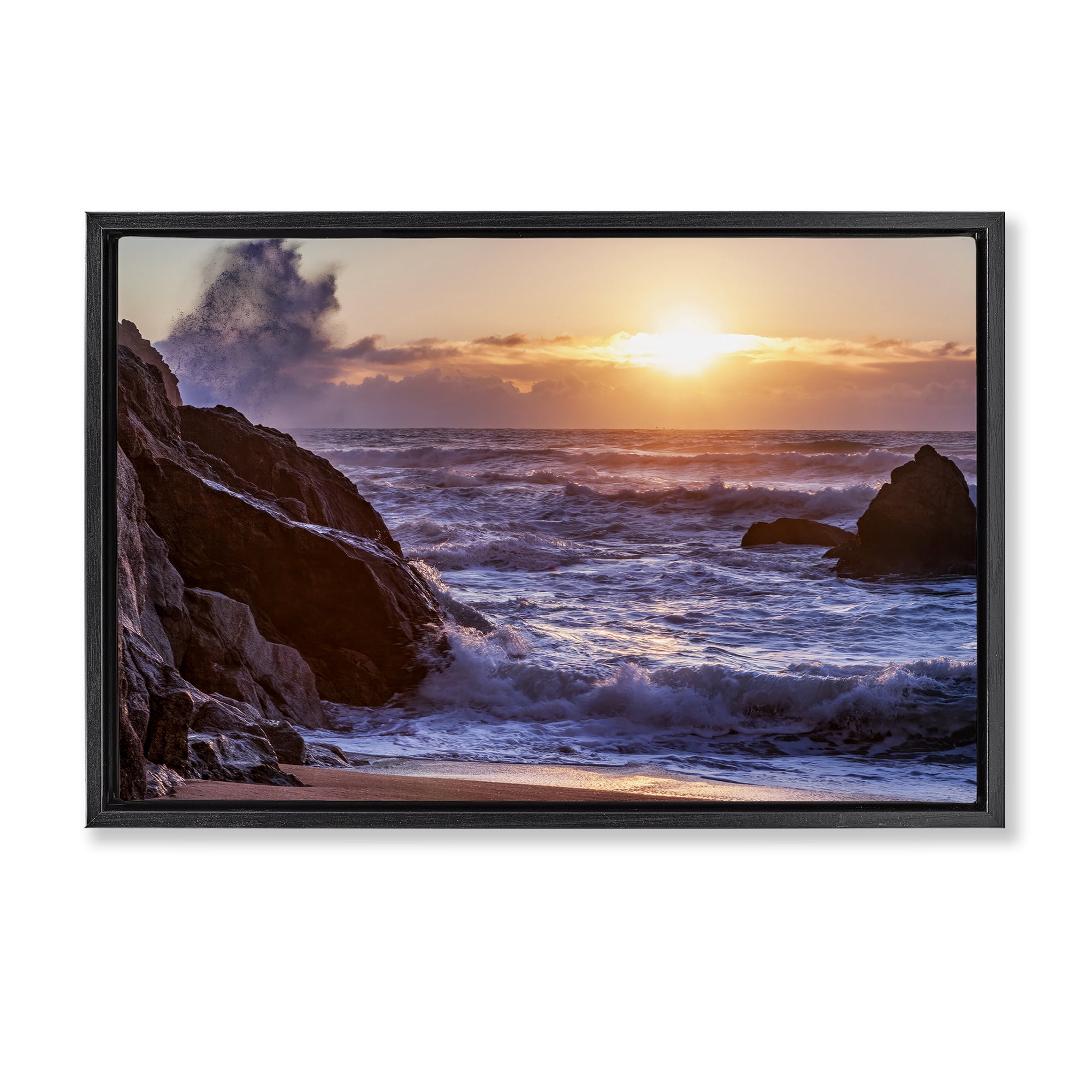 Stupell Industries Siren Song Rocky Shore Black Framed Floater Canvas Wall Art, design by Shelley Carlisle