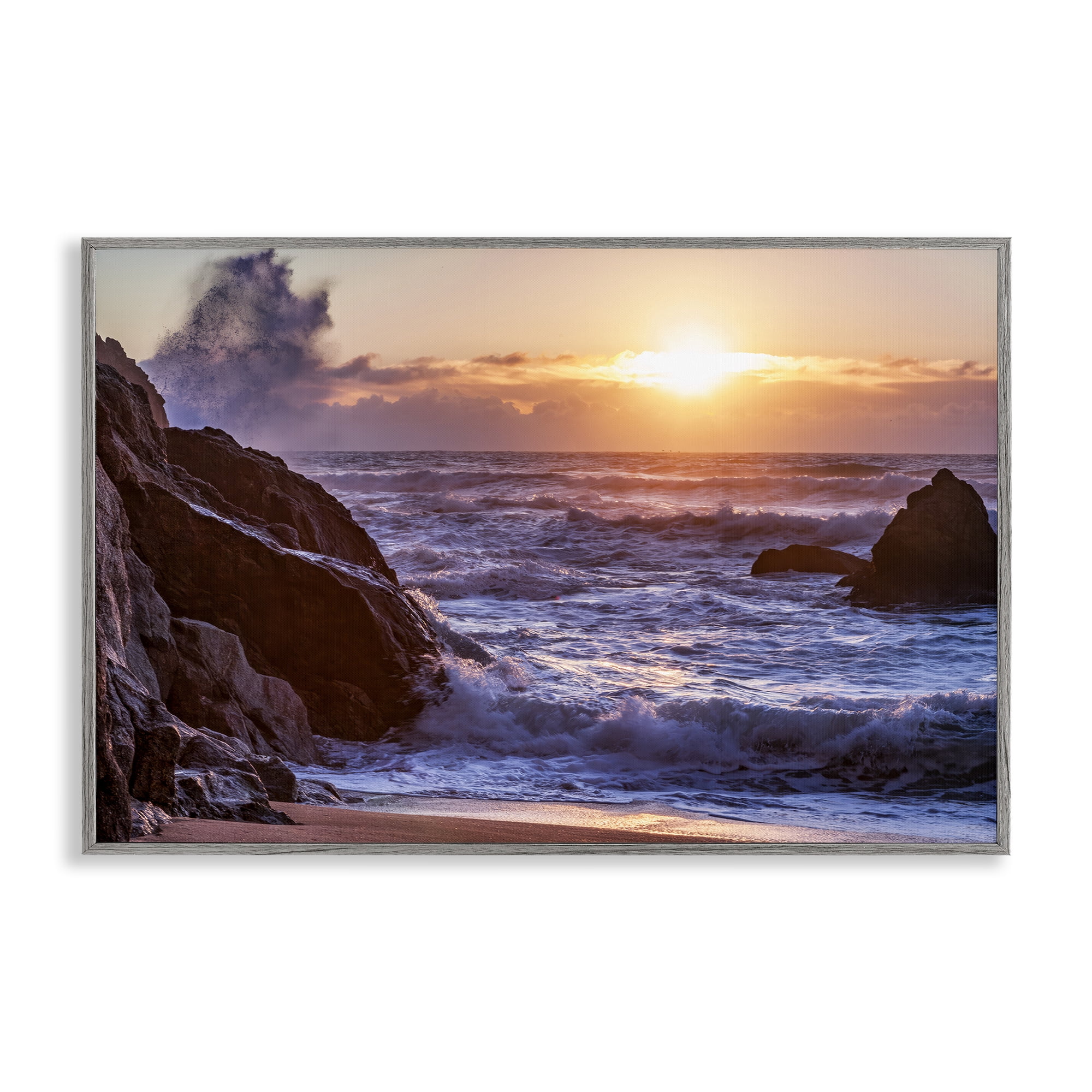 Stupell Industries Siren Song Rocky Shore Gray Framed Giclee Art, design by Shelley Carlisle