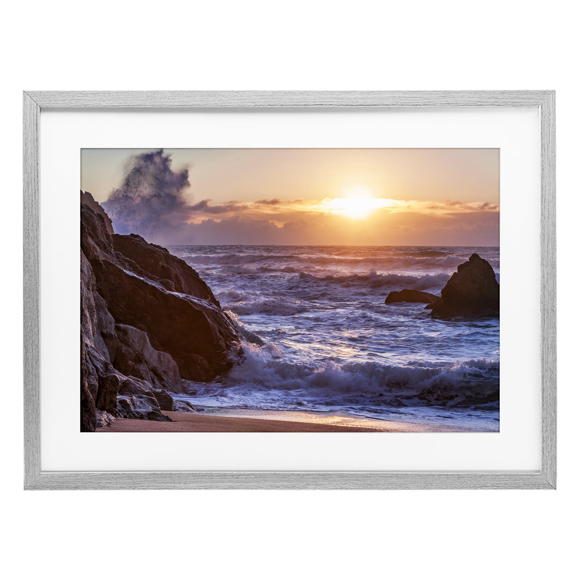 Stupell Industries Siren Song Rocky Shore Gray Framed Print Under Glass, design by Shelley Carlisle