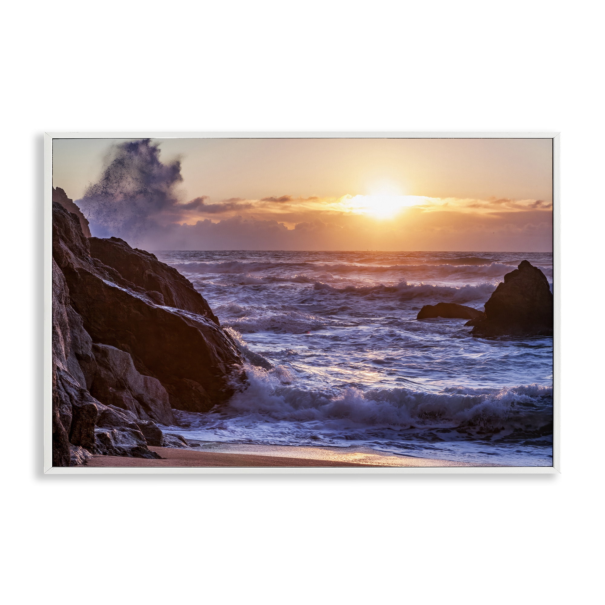 Stupell Industries Siren Song Rocky Shore White Framed Giclee Art, design by Shelley Carlisle