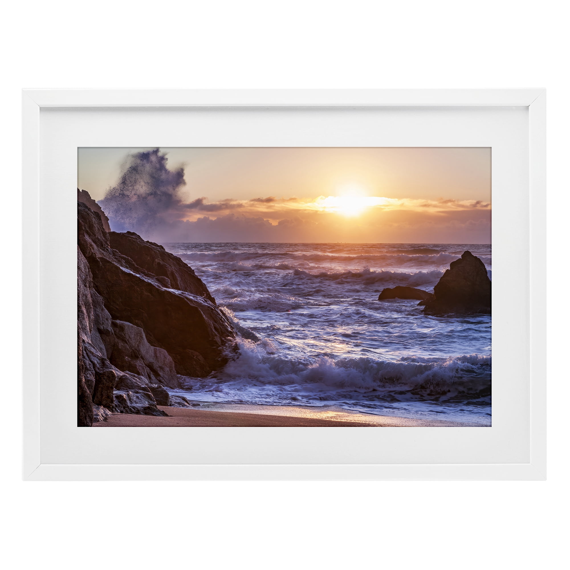 Stupell Industries Siren Song Rocky Shore White Framed Print Under Glass, design by Shelley Carlisle