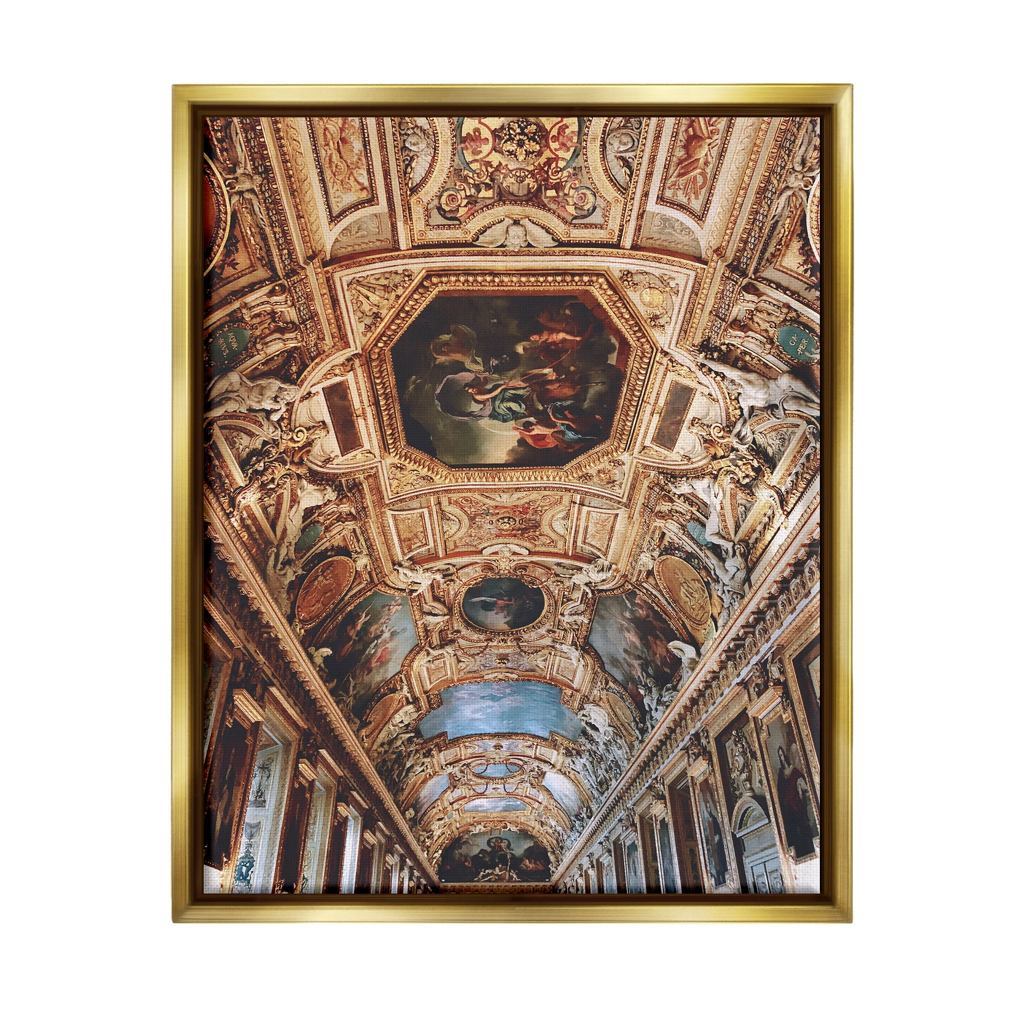 Stupell Industries Sistine Chapel Photography Travel & Places Photography Gold Floater Framed Art Print Wall Art, 17 x 21