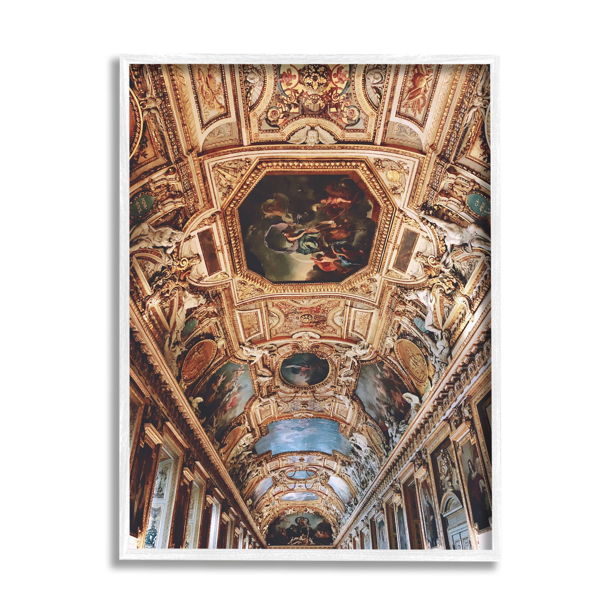 Stupell Industries Sistine Chapel Photography Travel & Places Photography White Framed Art Print Wall Art, 16 x 20