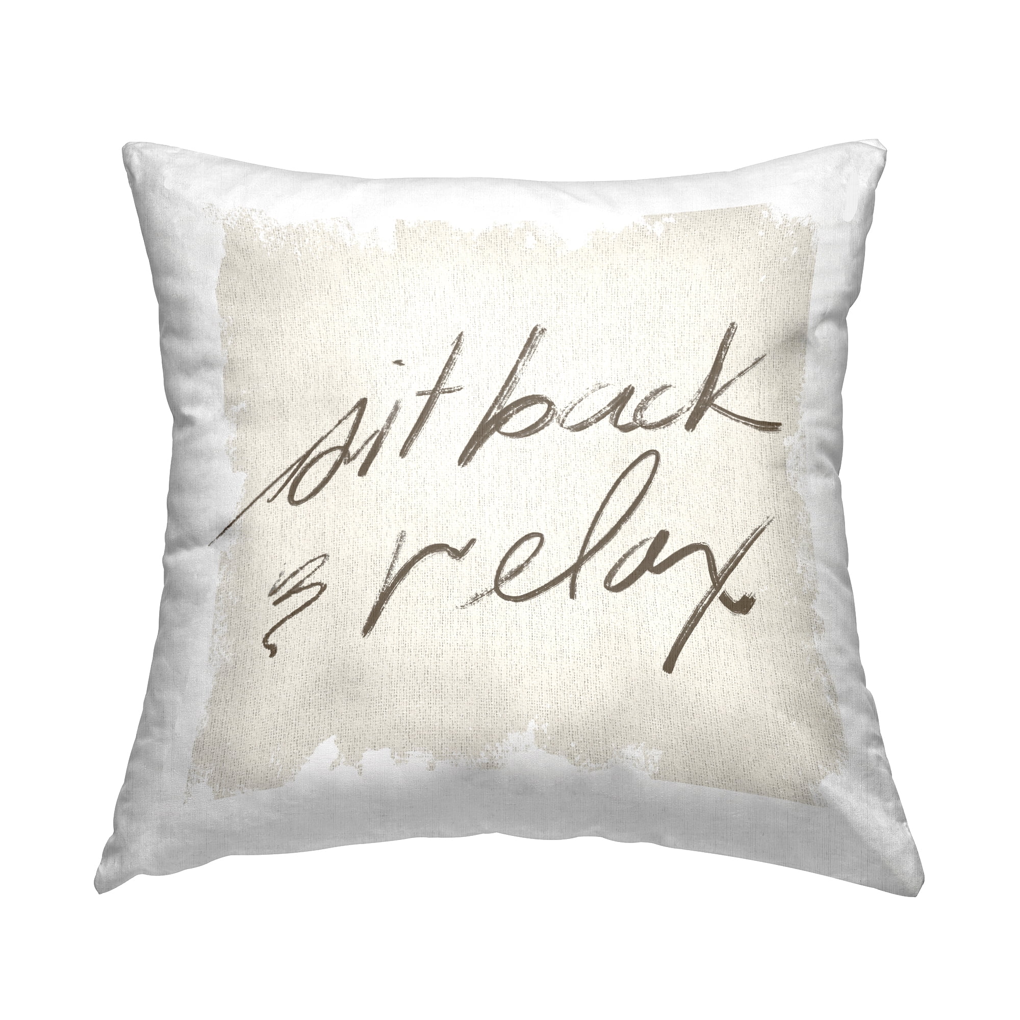 Stupell Industries Sit Back & Relax Neutral Beige Square Decorative Printed Throw Pillow, 18 x 18,