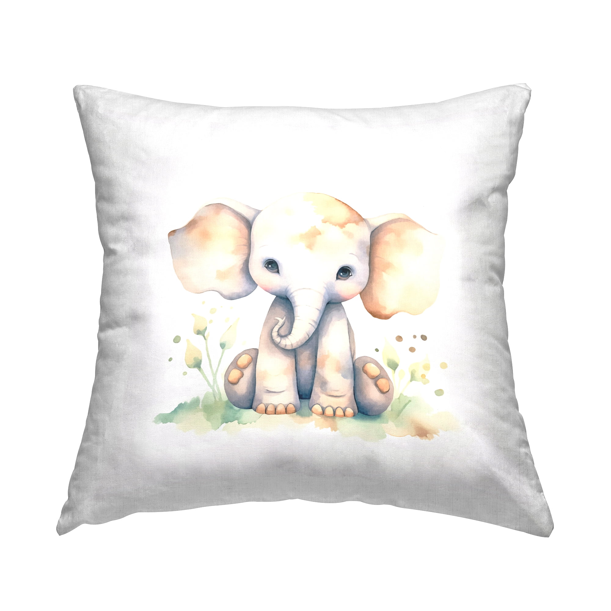 Stupell Industries Sitting Baby Elephant Decorative Printed Throw Pillow Design by Andrea Haase.