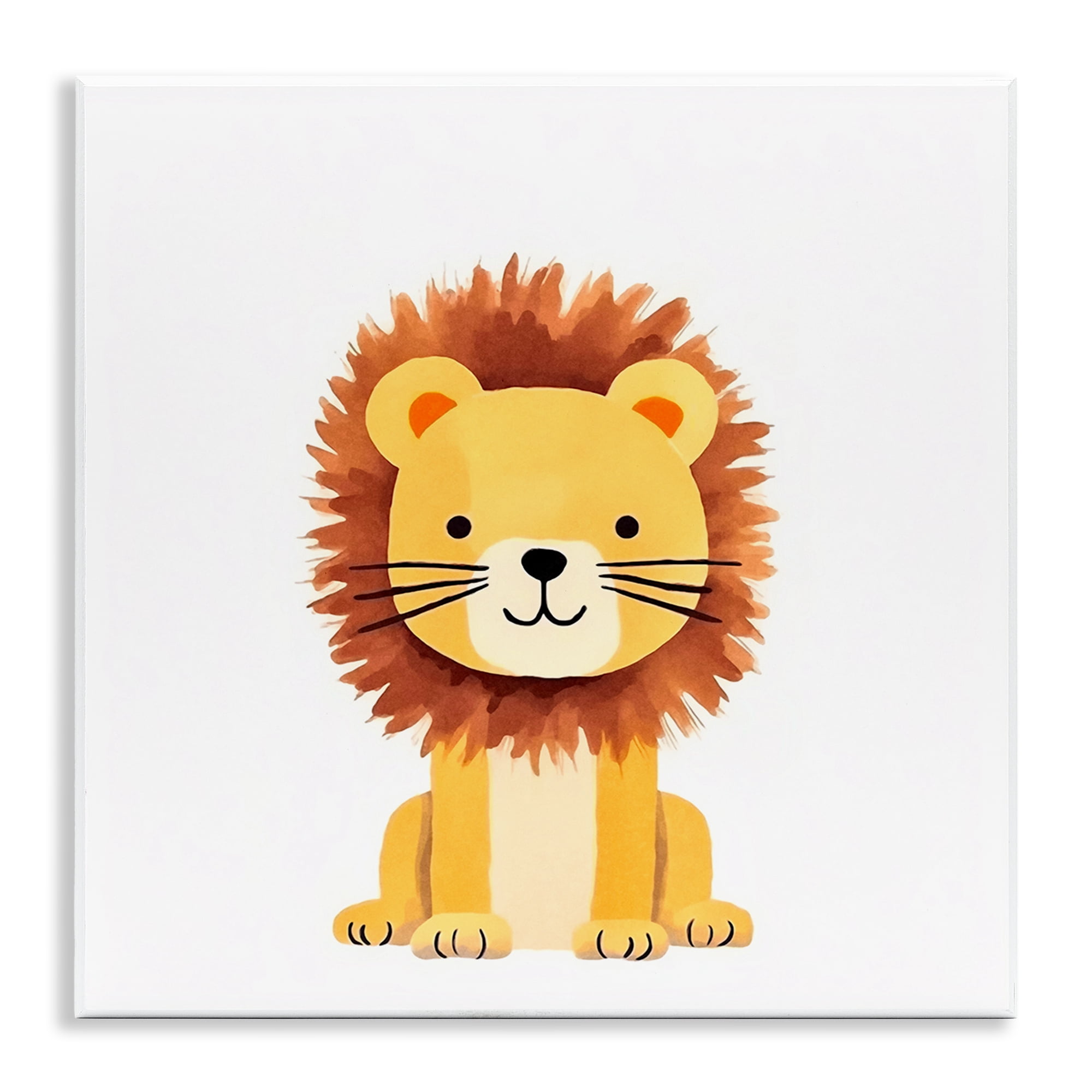 Stupell Industries Sitting Baby Lion Cub Animals Painting Unframed Art Print Wall Art, 12 x 12