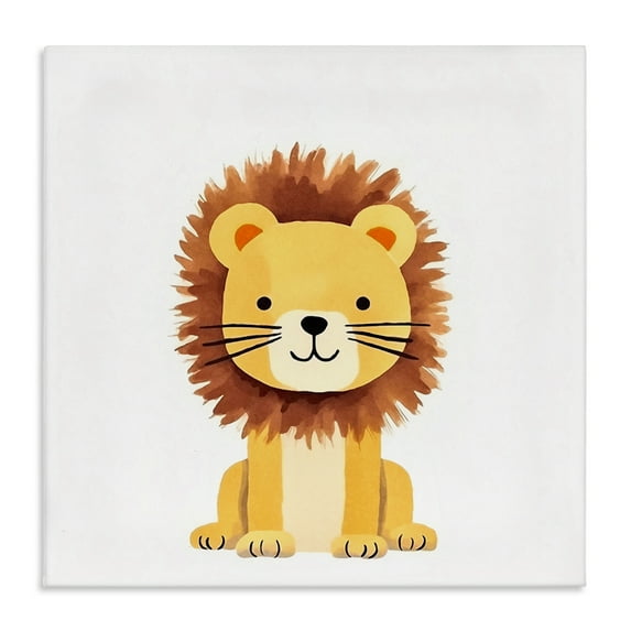 Stupell Industries Sitting Baby Lion Cub Animals Painting Wrapped Canvas Art Print Wall Art, 24 x 24