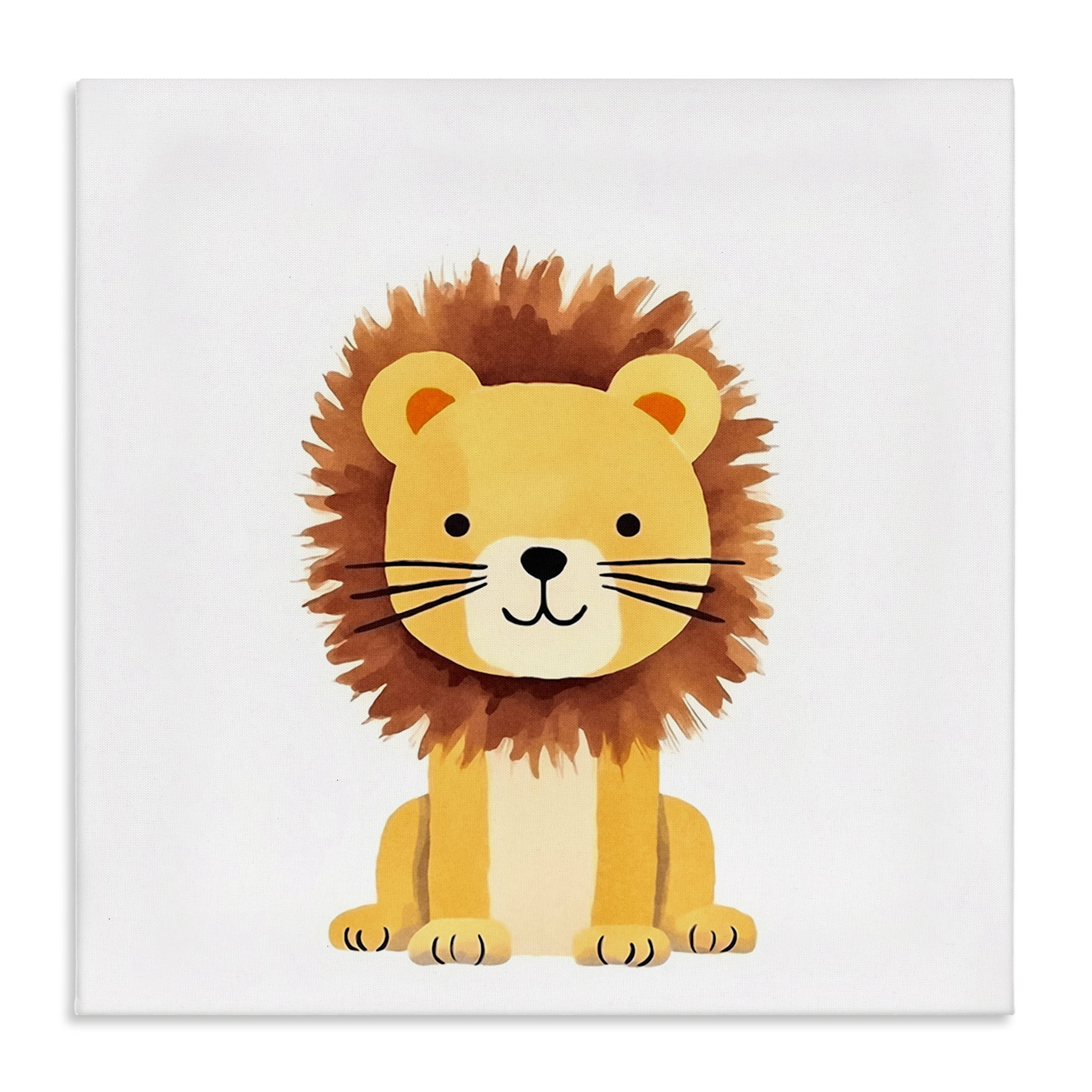 Stupell Industries Sitting Baby Lion Cub Animals Painting Wrapped Canvas Art Print Wall Art, 30 x 30