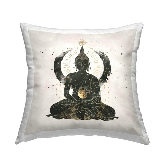 Stupell Industries Sitting Buddha Sun Rays Decorative Printed Throw Pillow Design by Nina Blue.