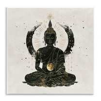 Stupell Industries Sitting Buddha Sun Rays Religious & Spiritual Painting Unframed Art Print Wall Art, 12 x 12