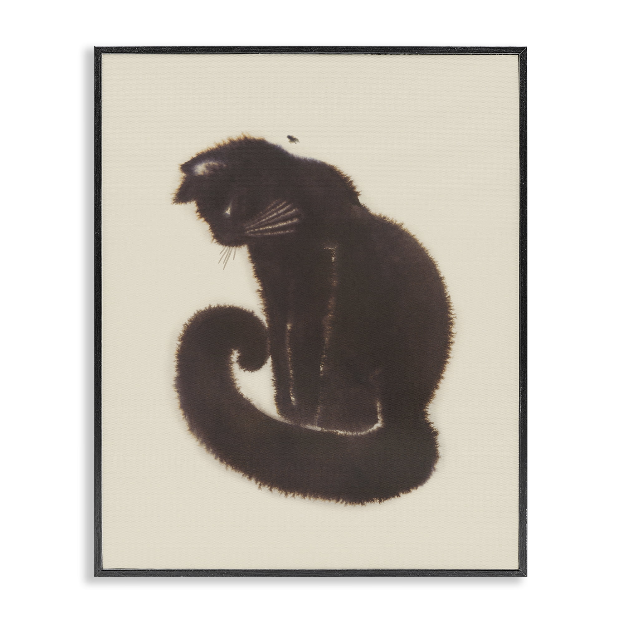 Stupell Industries Sitting Cat Curved Tail Animals Painting Black Framed Art Print Wall Art, 16 x 20