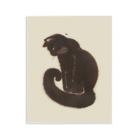 Stupell Industries Sitting Cat Curved Tail Animals Painting Unframed Art Print Wall Art, 11 x 14