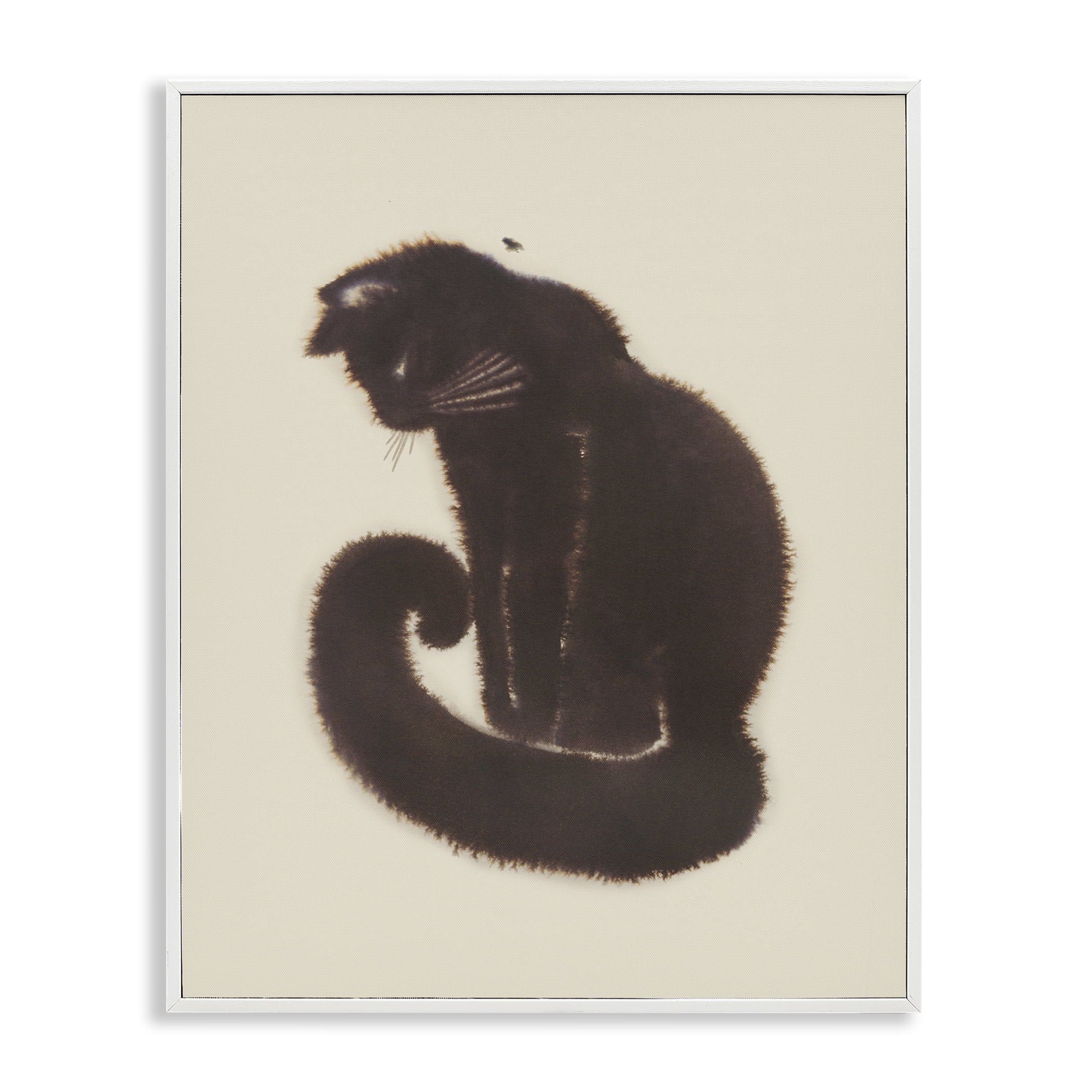 Stupell Industries Sitting Cat Curved Tail Animals Painting White Framed Art Print Wall Art, 24 x 30