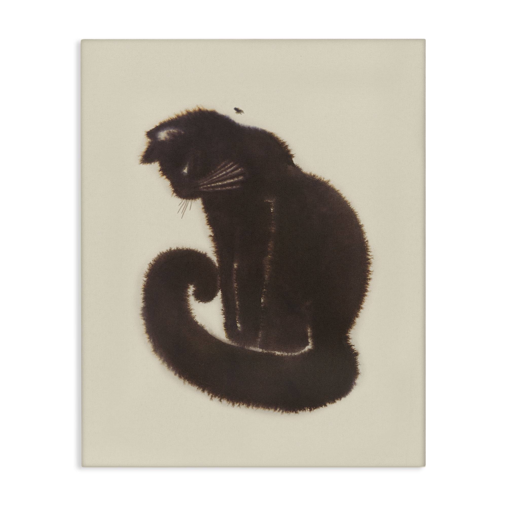 Stupell Industries Sitting Cat Curved Tail Animals Painting Wrapped Canvas Art Print Wall Art, 24 x 30