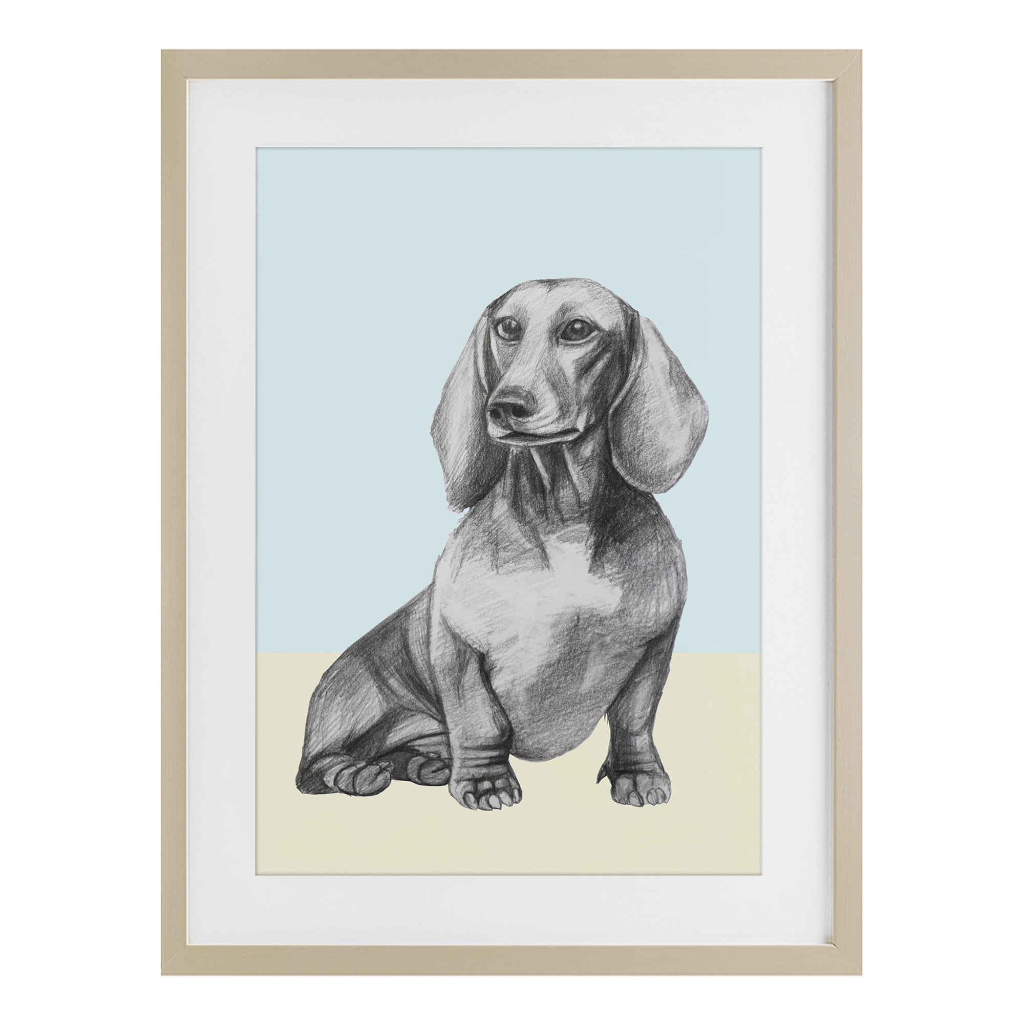 Stupell Industries Sitting Dachshund Sketch Birch Framed Print Under Glass, design by Violeta Vollmer