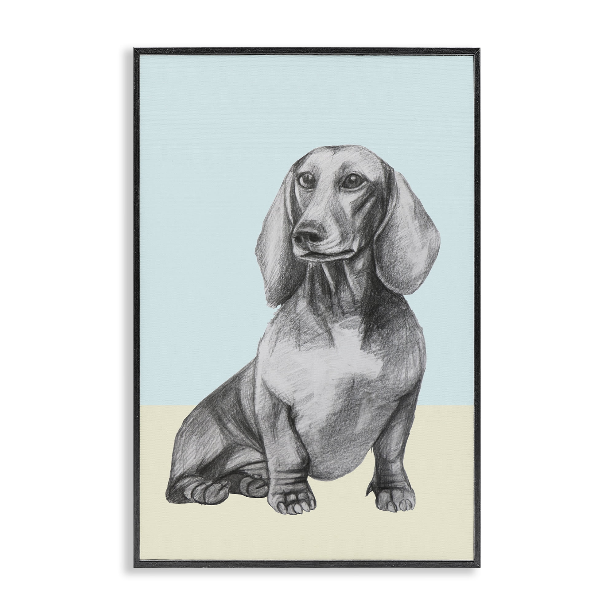 Stupell Industries Sitting Dachshund Sketch Black Framed Giclee Art, design by Violeta Vollmer