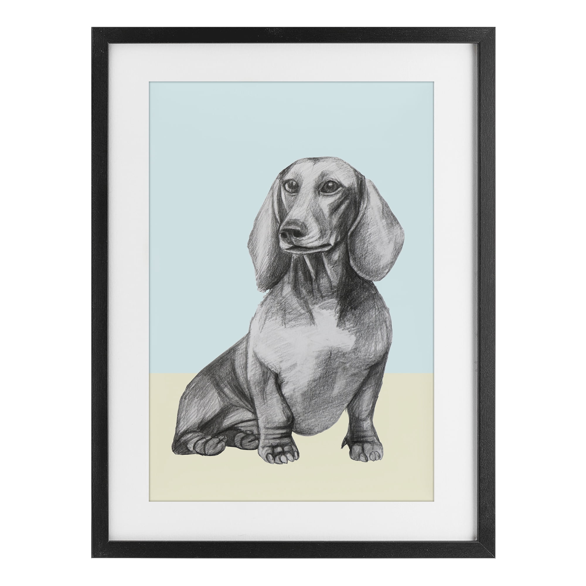 Stupell Industries Sitting Dachshund Sketch Black Framed Print Under Glass, design by Violeta Vollmer
