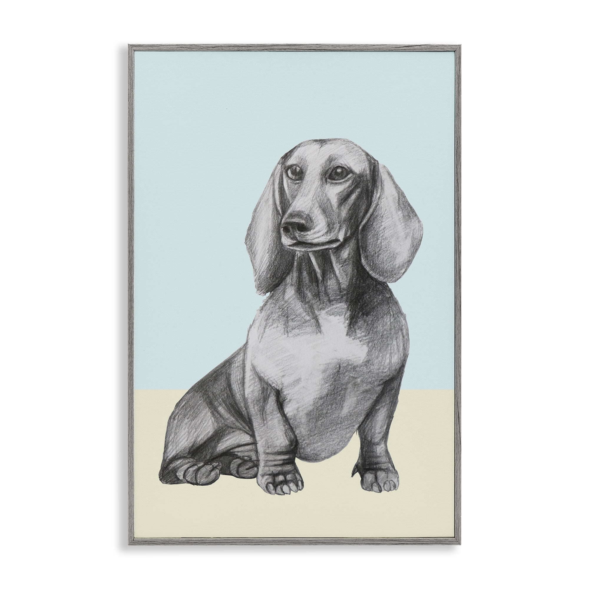 Stupell Industries Sitting Dachshund Sketch Gray Framed Giclee Art, design by Violeta Vollmer