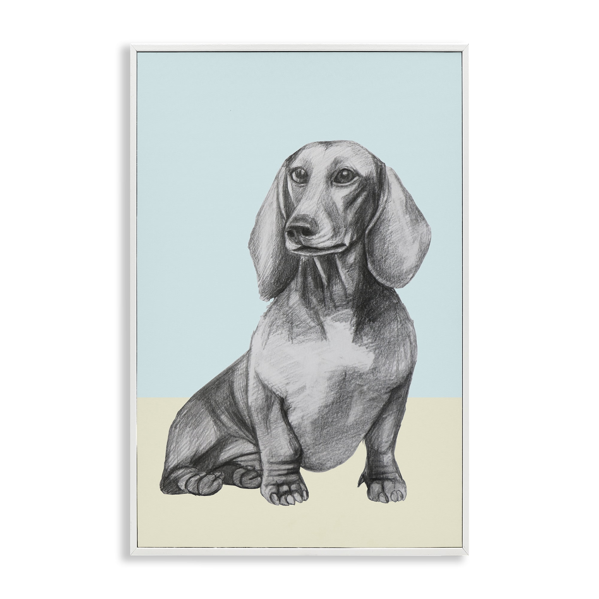 Stupell Industries Sitting Dachshund Sketch White Framed Giclee Art, design by Violeta Vollmer