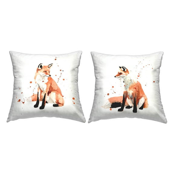 Stupell Industries Sitting Red Fox Urban Splatter Nature Animal Design by Victoria Borges Throw Pillow (set of 2)