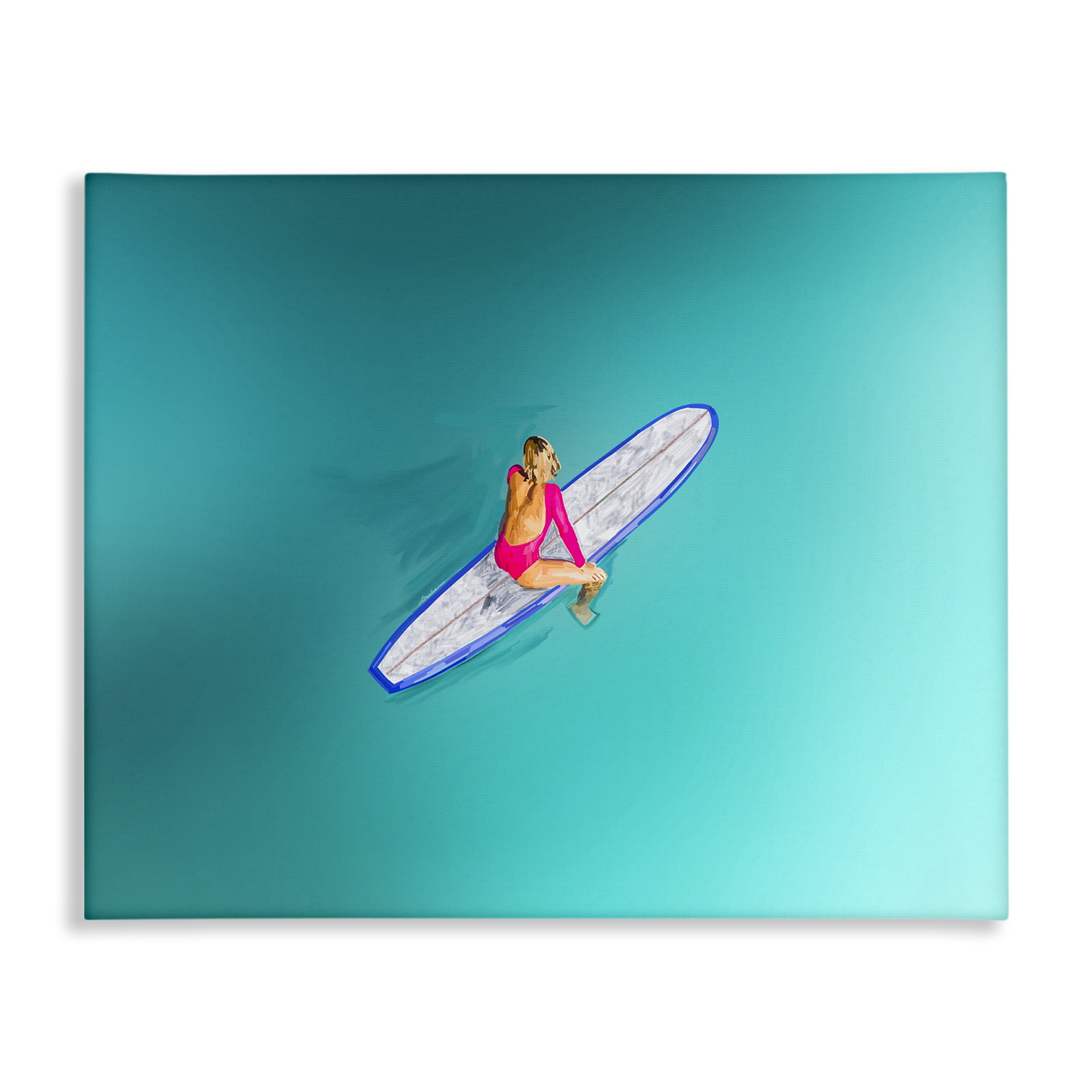Stupell Industries Sitting on Peaceful Surfboard Nautical & Beach Painting Wrapped Canvas Art Print Wall Art, 30 x 24