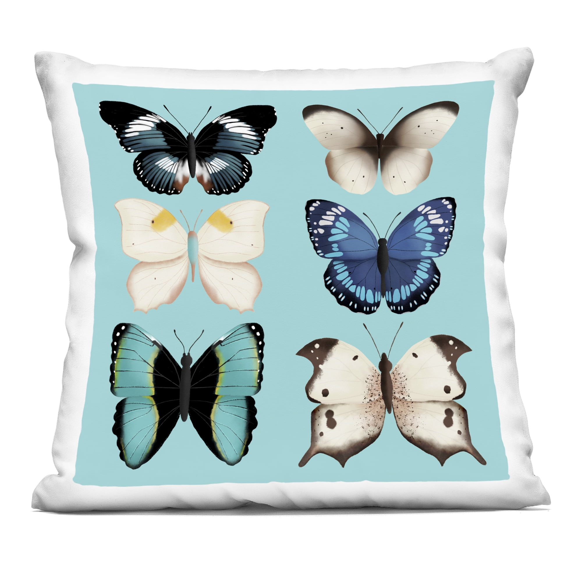 Stupell Industries Six Diverse Butterflies on Turquoise Decorative Printed Throw Pillow, design by Metka Hiti
