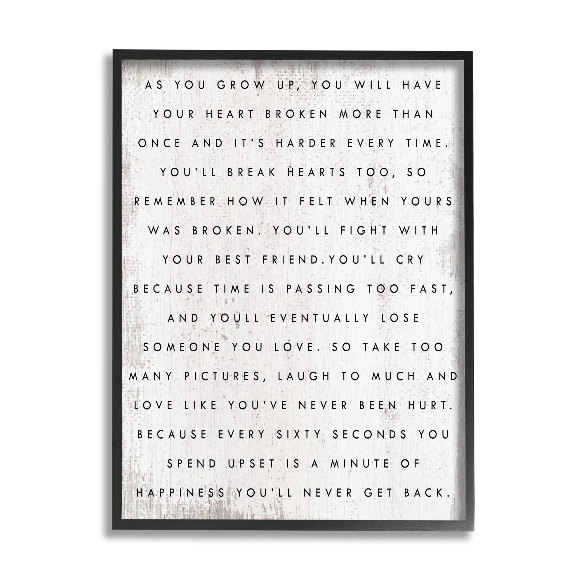 Stupell Industries Sixty Seconds Upset Motivational Happiness Phrase Rustic Pattern, 11 x 14, Design by Daphne Polselli